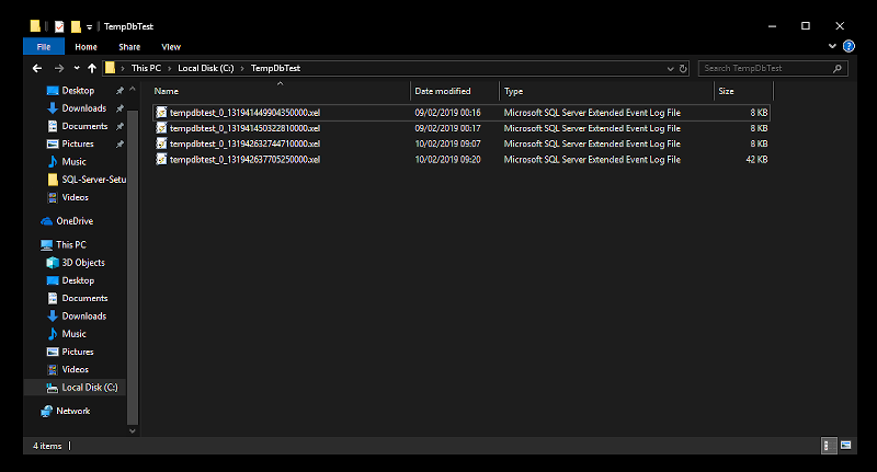 The output files as shown on disk